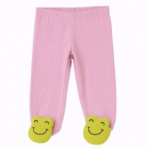 Light Pink Footed Leggings with Frogs